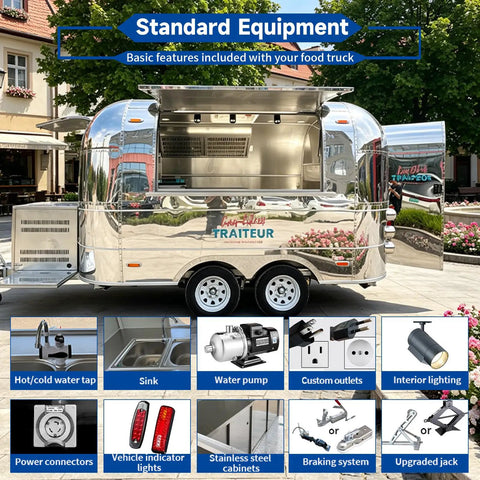 11 Foot Mirror Mobile Food Truck With Street Ready Kitchen Equipment And Catering Trailer For Sale Direct From Manufacturer Zero Middleman Markup A seamless kitchen trailer with stainless steel sink and water features.