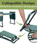 2 In 1 Garden Kneeler And Seat Foldable With Removable Tool Pockets showing collapsible design and ergonomic kneeling pad.