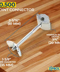 Heavy Duty Joint Connectors For Countertops And Butcher Blocks 5 Pack With T30 Torx Bit showing a zinc plated joint connector measuring 3-3/16 in.