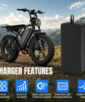 54.6V 2.5A 3 Pin Fast Charger For TST R002 R002S E Bikes Waterproof Power Adapter With UL Certification shown next to e-bike outdoors