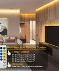 Living room with Battery Operated LED Strip Lights 16.5 Ft With 150 LEDs 2835 SMD Remote Control Warm White 2700K decor