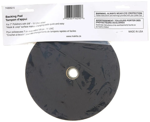 7 Inch Hook And Loop Back Up Pad For Polishing And Compounding Fits Five Eighths Inch Spindle With Eleven UNC Thread packaging