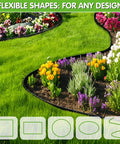 No Dig Garden Edging Kit 2 Inch Tall 20 Foot Border With 20 Stakes Plastic Lawn Edging For Flower Beds, curved design