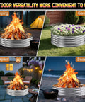 60 Inch Fire Pit Ring Heavy Duty Galvanized Steel For Outdoor Wood Burning Pits With Spark Guard in various settings