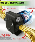 Portable 110V Fuel Transfer Pump With Forward And Reverse Pumping Self Priming 2.3 To 3.7 GPM featuring copper motor