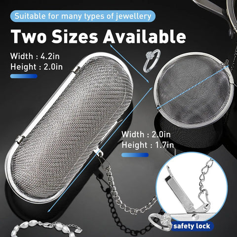 Premium Stainless Steel Ultrasonic Cleaner Basket With Secure Locks Hella Tough For Jewelry Gear And Watch Parts Easy Cleanup Setup Fits Every Machine Boss Grade Six Piece Collection, two sizes, mesh design.