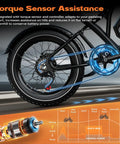 Diagram showing torque sensor assistance on the Dual Motor 5000W Peak Electric Bike for Adults With 52V 30Ah Battery