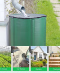Heavy Duty Rain Barrel 1000L Storage Tank For Outdoor Use with water inlet, rugged fabric construction, green color.