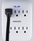 Six Outlet Surge Protector Wall Tap Kit, 900 Joules, 3 Prong Grounded Outlets, Space Saving Go To Low Profile in use
