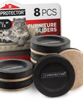 Premium Felt Furniture Slides For Hardwood And Tile Floors Eight Pack non scratch chair leg glides with soft felt bottom and black edges.