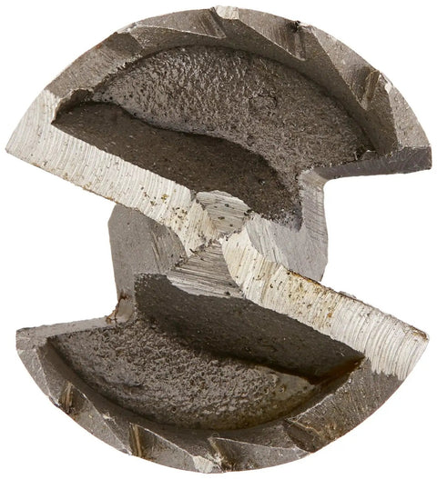 Close-up of 2-1/4 Inch Saw-Toothed Forstner Bit D1017 showing precision cutting teeth for woodworking holes, heavy duty drill bit made in USA.