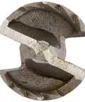 Close-up view of Two And Three Quarter Inch Saw-Toothed Forstner Bit D1022 for woodworking, American made, high-speed steel.
