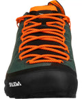 Front view of Men's Wildfire Canvas Hiking Shoe In Bungee Cord Black, with orange laces, Size 11 M
