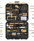 Must-Have All-In-One 198 Piece Home Repair Tool Kit With Plastic Toolbox For DIY Projects, tools displayed inside case.
