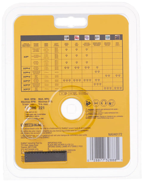 Back packaging of Pro Grade Diamond Blade For Masonry Dry Cutting With Continuous Rim And Seven Eighths Inch Arbor For Four Point Five Inch Disc