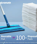 Reusable Microfiber Sweeper Pads That Fit Swiffer Mops Like A Charm Machine Washable Over One Hundred Times shown with disposable pads.