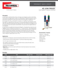 AC Leak Freeze Magic Frost Leak Sealant With One Quarter Inch Adapter, Non Polymer Formula, Safe For Refrigeration Systems, Easy Quick Fix For HVAC Repairs, 0.5 Oz, product detail sheet with image of sealant bottles and specifications.