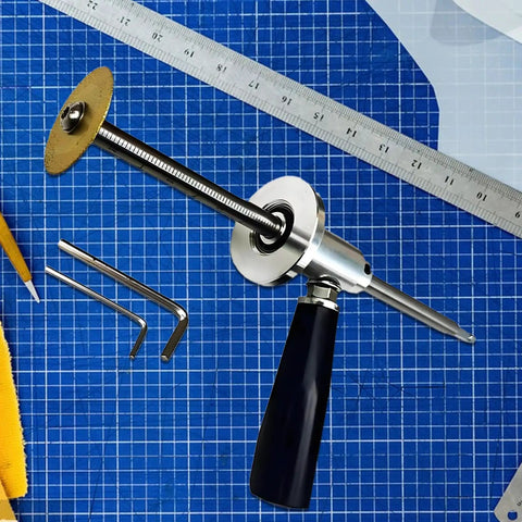 Inside PVC Pipe Cutter for Drill Attachment With Adjustable Depth for Precise Crimping and Clean Cuts on blue grid background