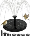Floating Solar Fountain With Six Nozzles For Bird Bath And Garden Decor A Sun Powered Water Pump For Pond Pool And Outdoors No Wiring Needed Eco Friendly Auto Start In Direct Sun Easy Setup Keeps Water Moving showing birds and nozzles