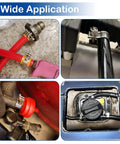 Four images showing 36Pcs Mini Fuel Line Clamps Assortment Kit for automotive gas and diesel lines in various applications.