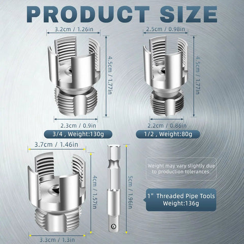 All In One Pipe Threading Kit For Internal And External Threads With 1/2 Inch 3/4 Inch And 1 Inch PVC Tubing Drill Friendly Thread Cutter Set for PVC pipe sizes