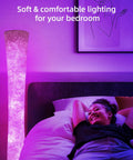 61 Inch RGBWW LED Floor Lamp For Living Room And Bedroom Color Changing Dimmable Ambient Light with purple light in bedroom