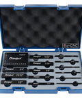 Fifteen Piece Inch Precision Setup Blocks Set From One Sixteenth To Three Quarters Inch Aluminum Black Anodized Pro Grade With One Two Three Block For Fence And Gauge Setup in case