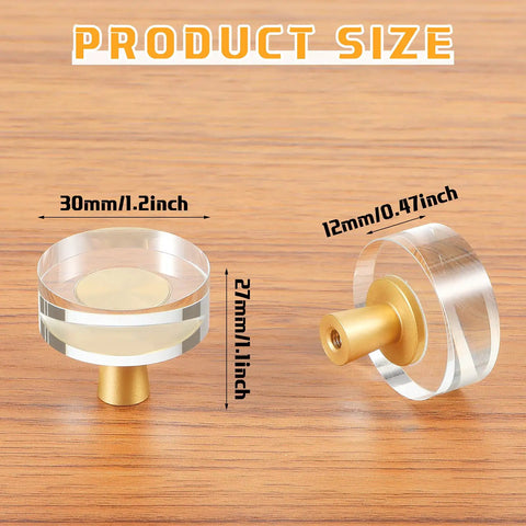 Dope Crystal Glass Cabinet Knobs 8 Pack Gold Brass Drawer Handles For Furniture, size dimensions view