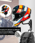 Two Pack Wall Mounted Helmet Holder With 180 Degree Rotating Rack And Dual Hooks for motorcycle gear storage