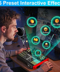 Person using All In One Podcast Studio Bundle With Live Sound Mixer And 3.5mm Condenser Microphone P15 for streaming and gaming