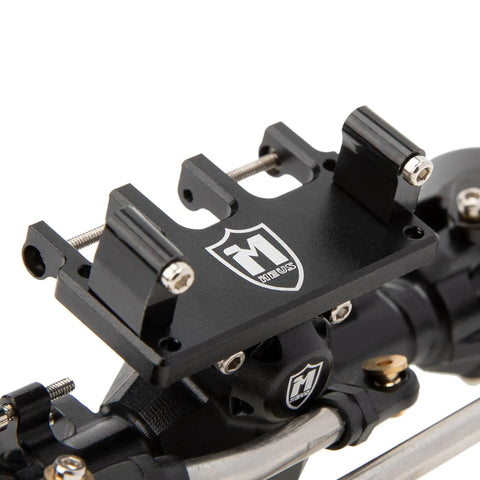 Close-up of Isokinetic 3-Section CVD Front Axles for 1/24 RC Crawlers, featuring aluminum construction, black anodized finish.
