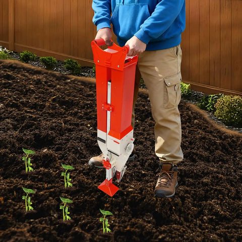 seed planter with fertilizer 2 In 1 Seed And Fertilizer Planter For Corn Peanuts And Soybeans Hand Push  With Adjustable Depth Manual Sower Easy Setup Double Cylinder Handheld