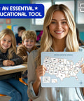 Teacher holding Flexible Dry Erase 11 By 14 Inch United States Map Sheets Pack Of 10 For Students And Teachers Reusable USA Practice Maps