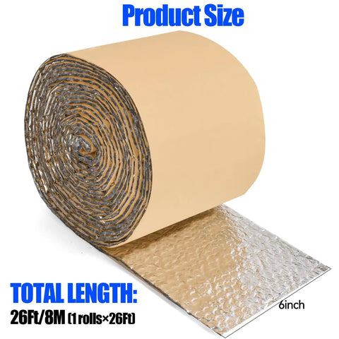 Self Adhesive Double Bubble Foil Insulation Tape 6 Inch By 26 Foot Reflective Roll for outdoor pipes HVAC ducts in roll