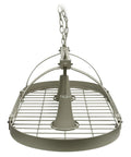 Front view of Oil Rubbed Bronze Two Light Kitchen Pot Rack With Downlights, 35.5 Inch Long, showcasing heavy duty steel frame design.