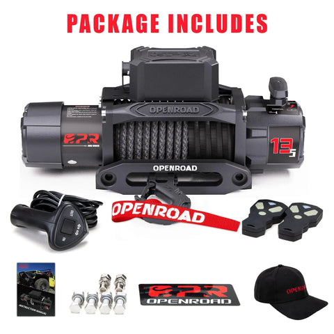 Beefed Up 13500 Lb Wireless Recovery Winch With 3/8 Inch 85 Ft Synthetic Rope For Jeep SUV Truck And Trailer IP68 Waterproof 12V Electric Winch Panther Series 3S With Two Remotes, package includes remotes and mounting hardware