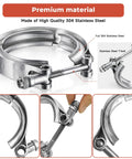 1.5 Inch 304 Stainless Steel V Band Exhaust Clamp For Turbo Downpipes Flange Kit showing close-up and T-bolt details