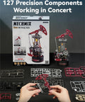Industrial City Series 3D Puzzle Oil Pump Jack Dope Motorized Model With LED Lighting Three And A Half Hour Build Time Modular Assembly Kit For Adults And Teens Realistic Crank Driven Motion And Snappy Display, 127-piece build