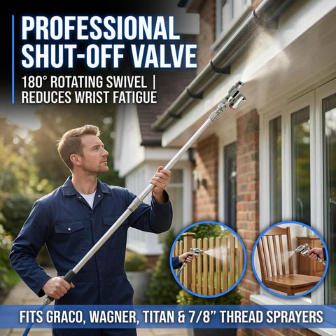 Cleanshot Shut Off Swivel Joint Replacement For 7/8 Inch Airless Paint Sprayers stainless steel shut-off valve on extension pole
