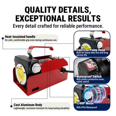 Heavy Duty Diesel Fuel Transfer Pump Kit 10 GPM Speed. 12 Volt Self Priming Shurflo Style Gasoline Diesel With Automatic Shut Off Nozzle Hose For Tractor Tank Farm Truck Oil Line