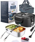 Electric Heated Lunch Box For Adults With 80W Fast Heating And 1.5L Food Grade Stainless Steel Portable Warmer, accessories, and case