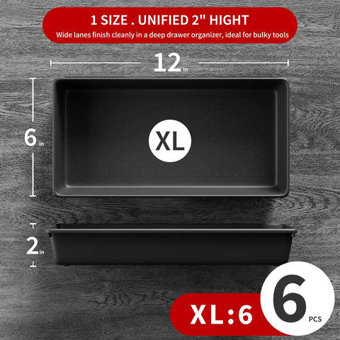 Heavy-Duty 6 XL Tool Box Drawer Organizer Trays With Non-Slip Pads fits rolling tool chests, garage cabinets, and truck toolboxes