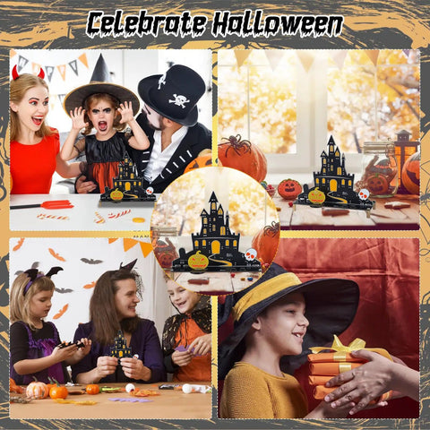 Family enjoying Halloween Music Castle Soldering Kit For Teens And Adults With Dual Lighting Modes And Spooky Sound on table