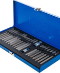 Solid 40 Piece Combo Screwdriver Bit Set With Beefy Hex Socket And T Profile Torx Bits Short Or Long Picks Built Tough For Your Garage Projects And Weekend Rides in blue case.