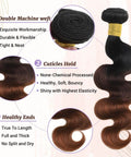 Body Wave Ombre Hair Bundles 16 Inch 100 Percent Real Human Hair T1B 2 30 Chestnut Brown Ombre Color Double Machine Weft