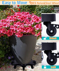 20 Inch Heavy Duty Rolling Plant Caddy With Casters For Indoor And Outdoor Use Large Plant Dolly Supports Up To 500 Lbs With 9 Wheels
