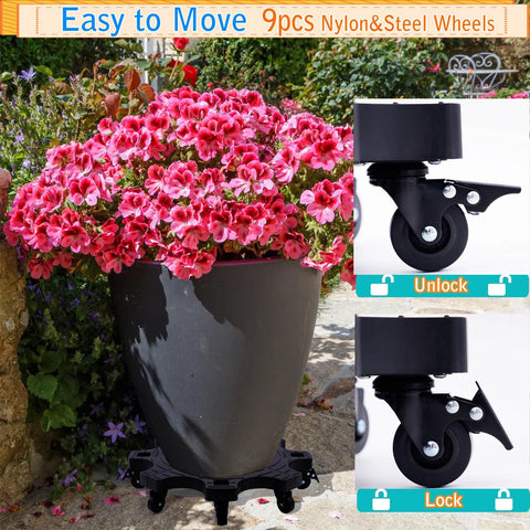 20 Inch Heavy Duty Rolling Plant Caddy With Casters For Indoor And Outdoor Use Large Plant Dolly Supports Up To 500 Lbs With 9 Wheels