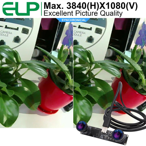 Dual Lens USB Camera Module for Laser Engravers and Raspberry Pi, 4MP HD 1080P at 60fps, 120-degree wide angle, plants visible