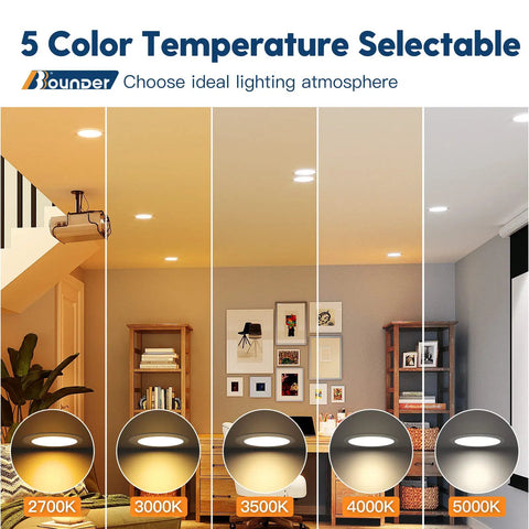 20 Pack 6 Inch Ultra Thin LED Recessed Ceiling Lights with Junction Box, 5 CCT Selectable 2700K 3000K 3500K 4000K 5000K