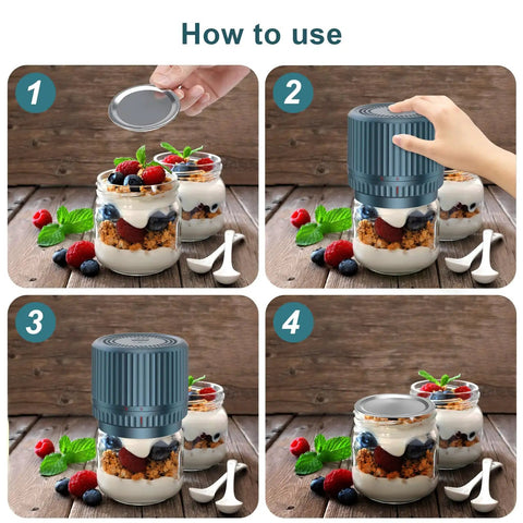 Step-by-step use of Portable Mason Jar Vacuum Sealer Kit with 2500mAh Battery Electric Smart Vacuum USB Powered Machine